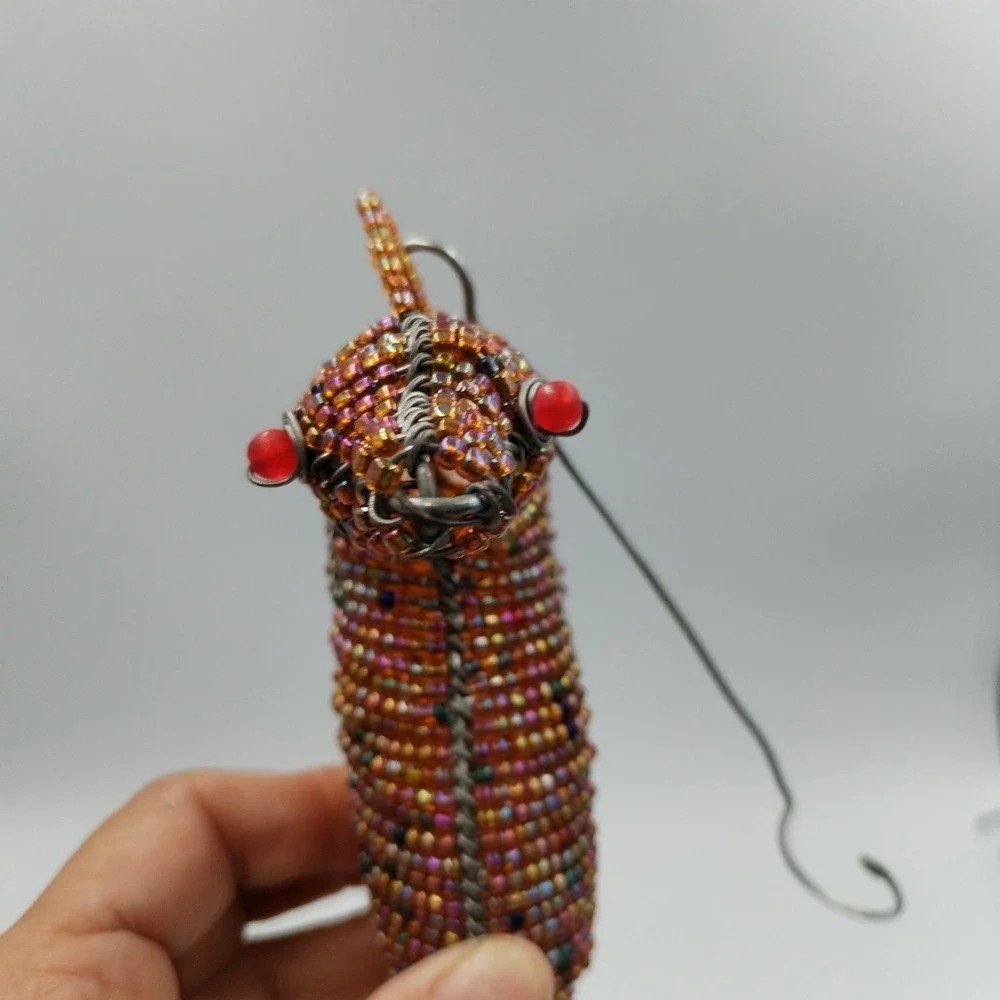 Beaded Wire Marine Life Fish Seahorse Ornaments Lot 3 Coastal Home Decor Folk